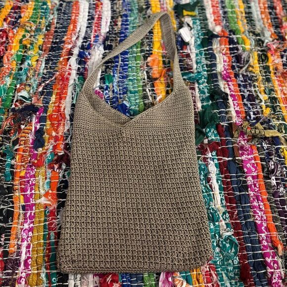 JACQUELINE FERRAR vintage crochet Stylish Tan Woven Bag - Picture 6 of 6